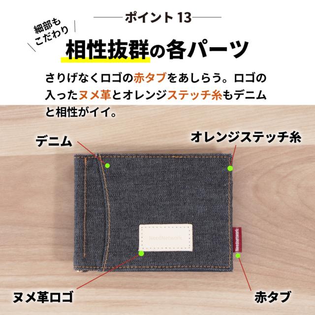 マネークリップ 日本が誇るデニム 財布 小銭入れ付き カード入れ付き