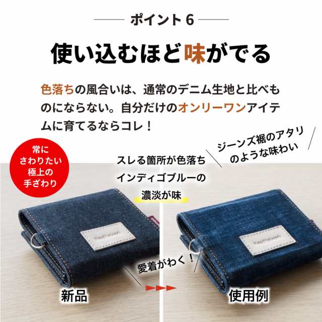 ミニ財布 岡山デニム 三つ折り財布 レディース メンズ ミニウォレット