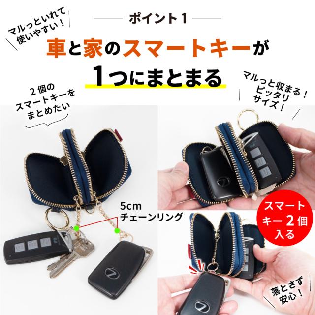 キーケース 日本が誇るデニム スマートキー 本革 スマートキー
