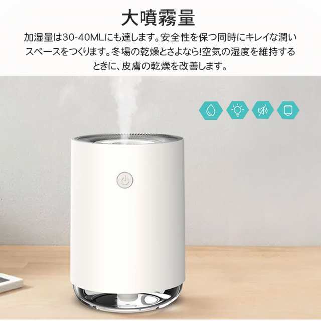 加湿器 ミニ加湿器 持ち運び便利 加湿器 LEDランプ 超細微 超静音 卓上 車載 USB加湿器 オフィス 次亜塩素酸水対応 動画ありの通販はau  PAY マーケット - 壱番屋