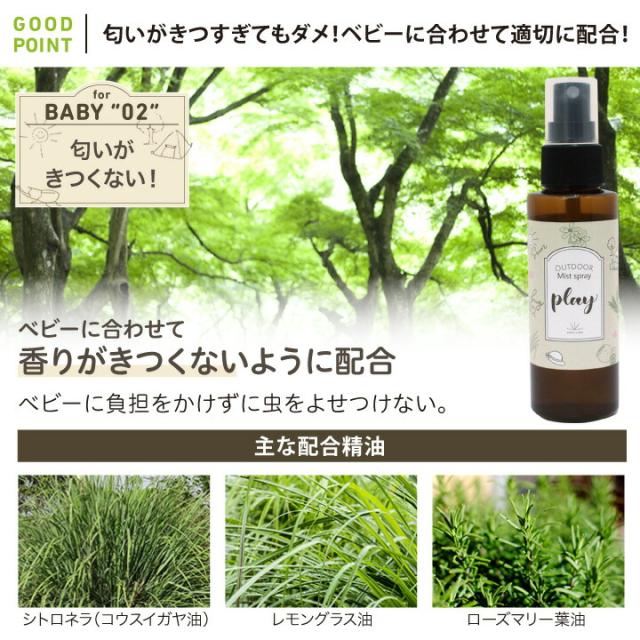 新発売 コピールミ 天然成分100 日焼け止め 虫除けハーブ配合 アウトドアミスト スプレー Play ベビー専用 Uvカット 虫除け 1本の通販はau Pay マーケット ベビスマ