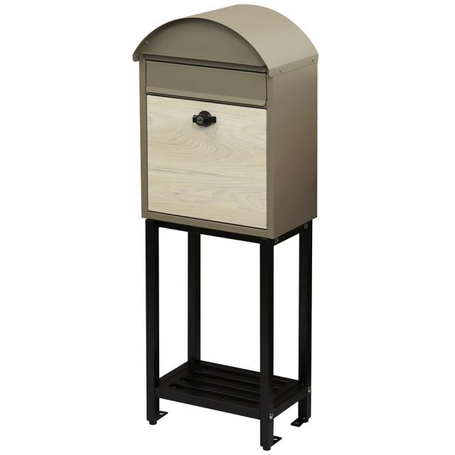 【メーカー直送】MOJYU スタンドポスト Simon シモン ミルクティーベージュ/ホワイト木目 SDM-071