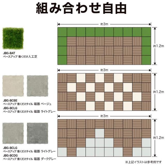 タカショー ベースアップ 敷くだけデッキ 天然木 ウォルナット JBG-BWW 9枚セット_12
