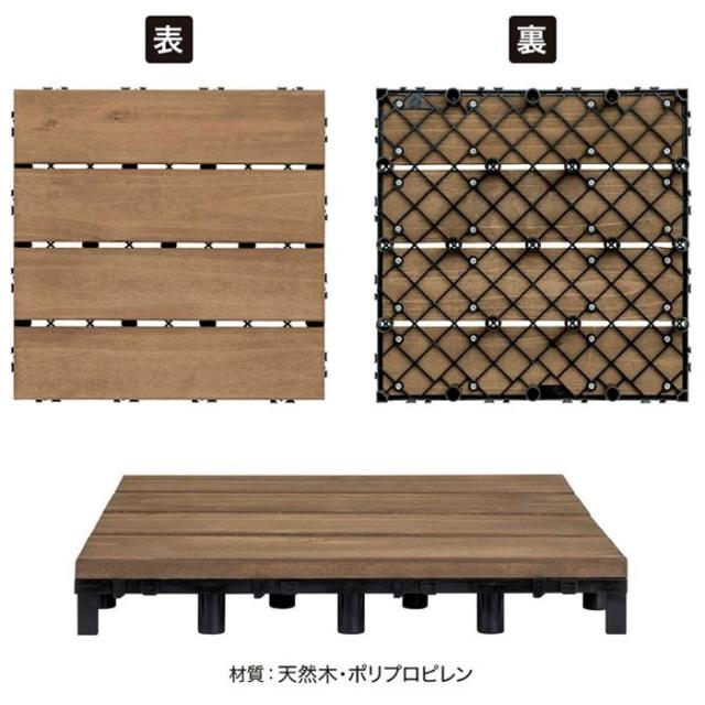 タカショー ベースアップ 敷くだけデッキ 天然木 ウォルナット JBG-BWW 9枚セット_3