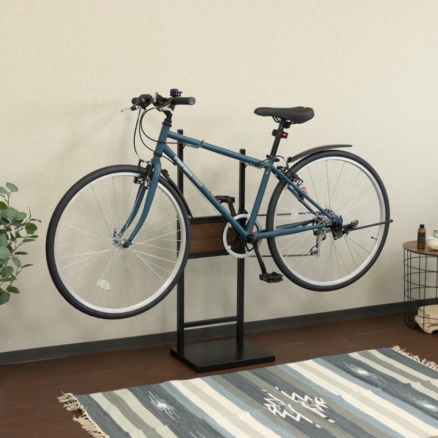 【メーカー直送】MOJYU 自転車スタンド Lex レック 1台用 ブラック/ブラウン木目 BCD-001_2