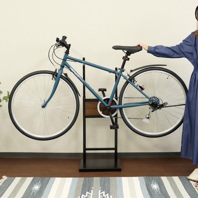 【メーカー直送】MOJYU 自転車スタンド Lex レック 1台用 ブラック/ブラウン木目 BCD-001_3