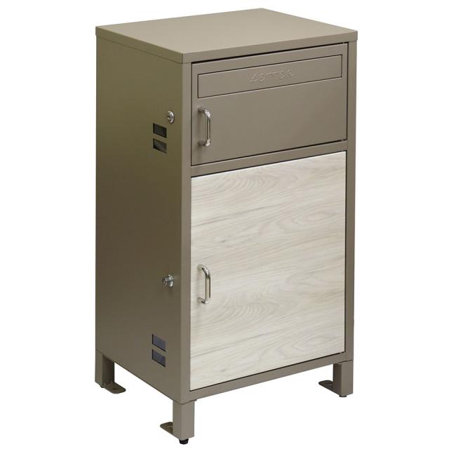 【メーカー直送】MOJYU 宅配ボックス付ポスト Dante ダンテ ミルクティベージュ/ホワイト木目 PBX-116の通販は 18,744円