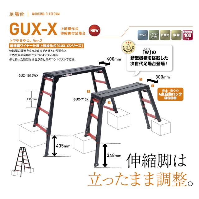 【メーカー直送】アルインコ 上部操作式 伸縮脚付足場台 GUX-710X_5