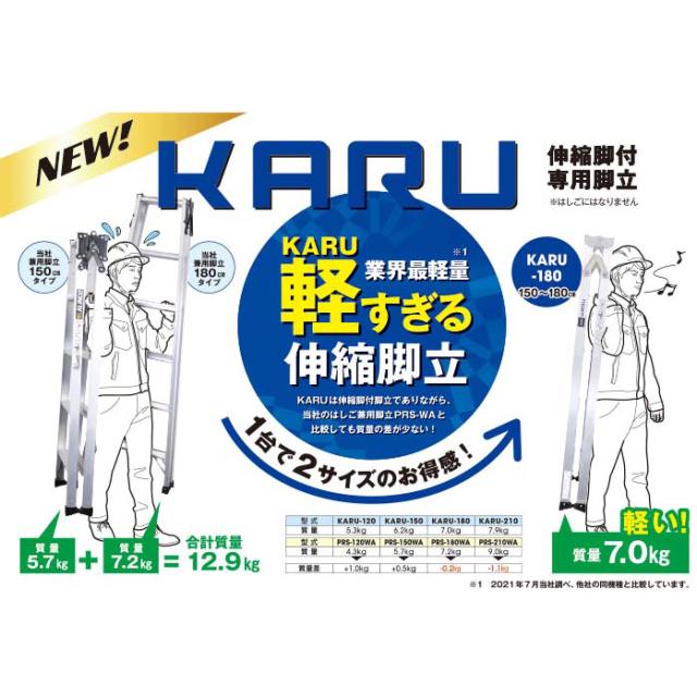 【メーカー直送】【法人限定】アルインコ 伸縮脚付専用脚立1.2m KARU-120_2