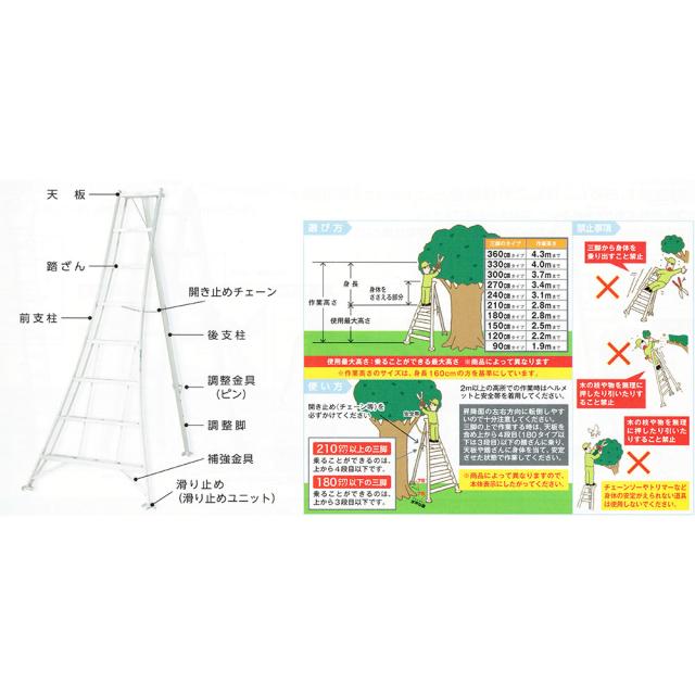 【メーカー直送】【法人限定】アルインコ アルミ園芸三脚 90cm KWX-90_2