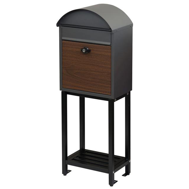 【メーカー直送】MOJYU スタンドポスト Simon シモン ダークグレー/ブラウン木目 SDM-070