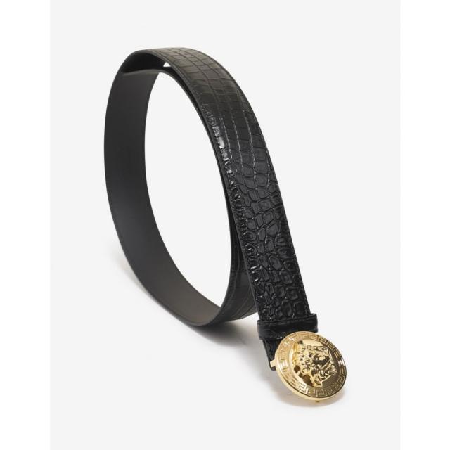 ヴェルサーチ Versace メンズ ベルト メデューサ Black Mock Croc Leather Medusa Buckle Belt Blackの通販はau Pay マーケット フェルマート