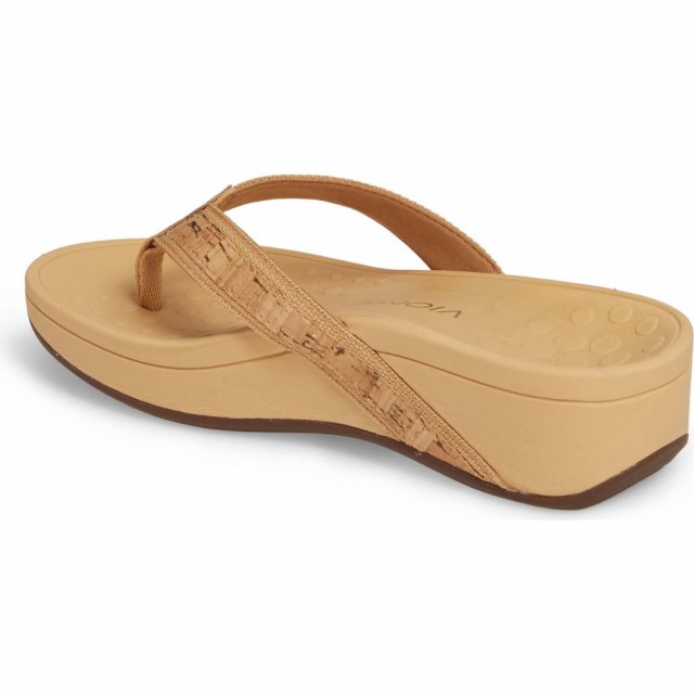 靴 High Tide Wedge Flip Flop Gold Cork 