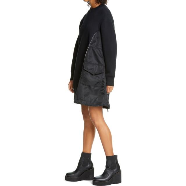 大人気 レディース Sacai サカイ ワンピース Black Minidress Sponge Sleeve Long Gusset Side Ma 1 ワンピース ドレス ミニ丈 ロング マキシ丈 Revuemusicaleoicrm Org