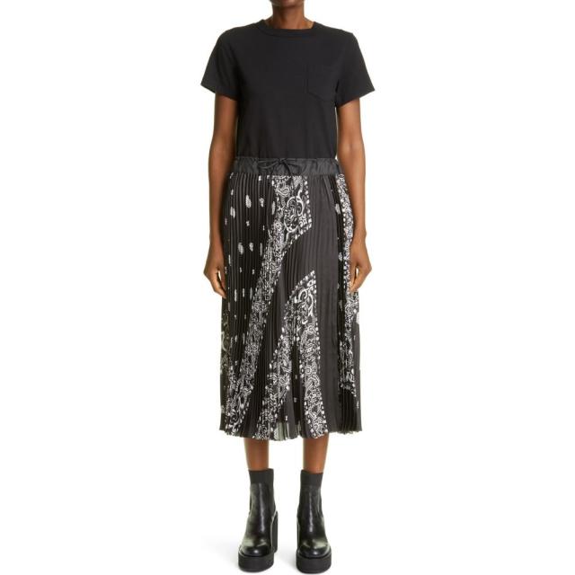 サカイ Sacai レディース ワンピース ミドル丈 ワンピース ドレス Archive Print Pleated Mixed Media Midi Dress Blackの通販はau Pay マーケット フェルマート