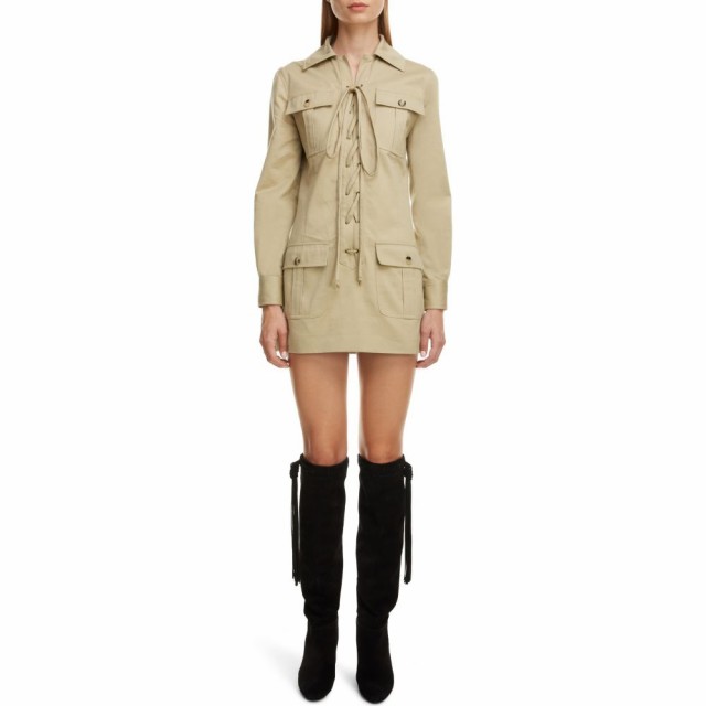 イヴ サンローラン Saint Laurent レディース ワンピース レースアップ ワンピース ドレス Lace Up Long Sleeve Minidress Beige Vintagの通販はau Pay マーケット フェルマート