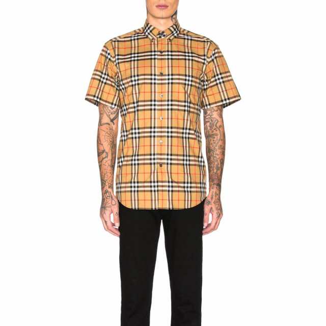 バーバリー Burberry メンズ 半袖シャツ トップス Jameson Tapered Shirt Yellow Checkの通販はau Pay マーケット フェルマート