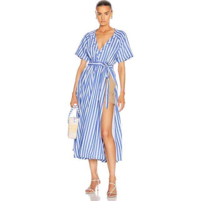 ドレス wrap skort dress Blue Stripe 