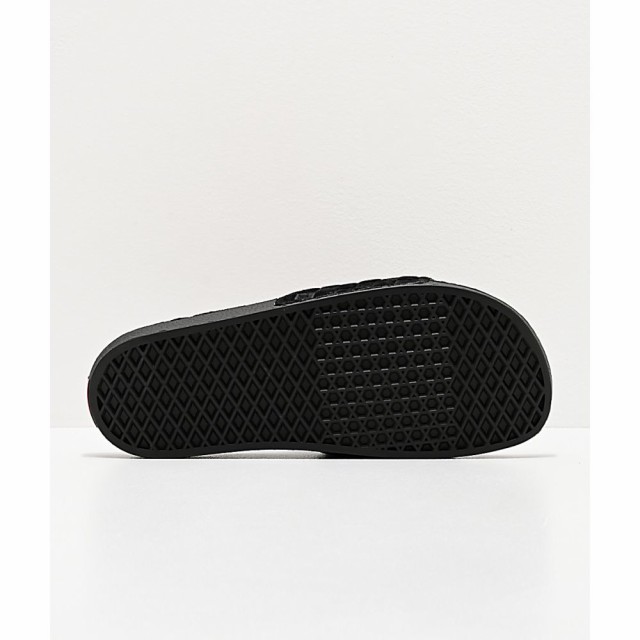 vans black suede checkerboard slide sandals
