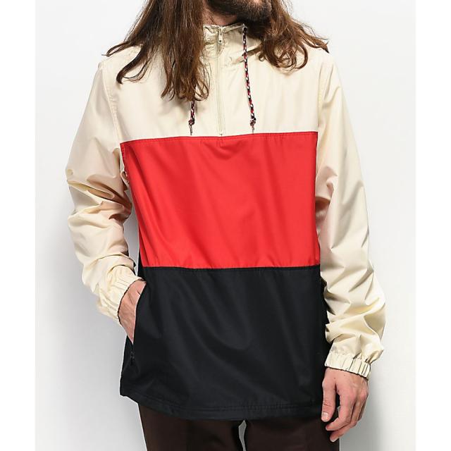 ジン Zine メンズ ジャケット ウィンドブレーカー アウター Zine Larry Cream Black And Red Colorblock Windbreaker Jacket Naturalの通販はau Wowma フェルマート