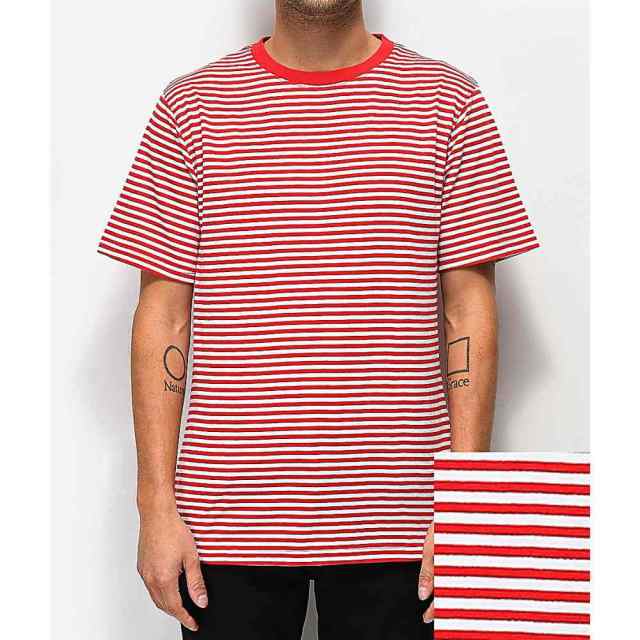 ジン Zine メンズ Tシャツ トップス Zine Ranked Red And White Striped T Shirt Redの通販はau Pay マーケット フェルマート