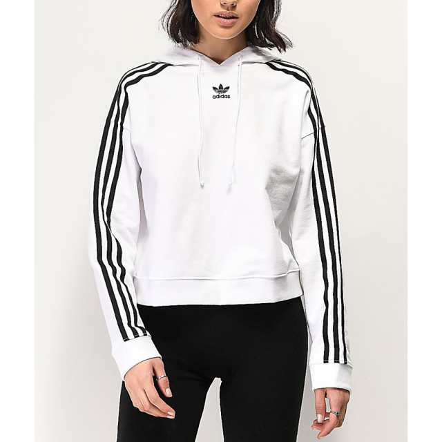 adidas 3 stripe crop hoodie