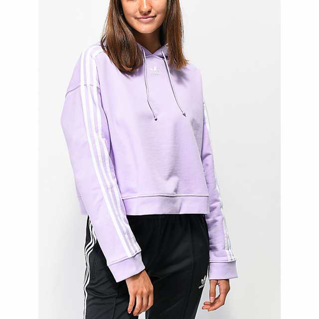 adidas 3 stripe crop hoodie