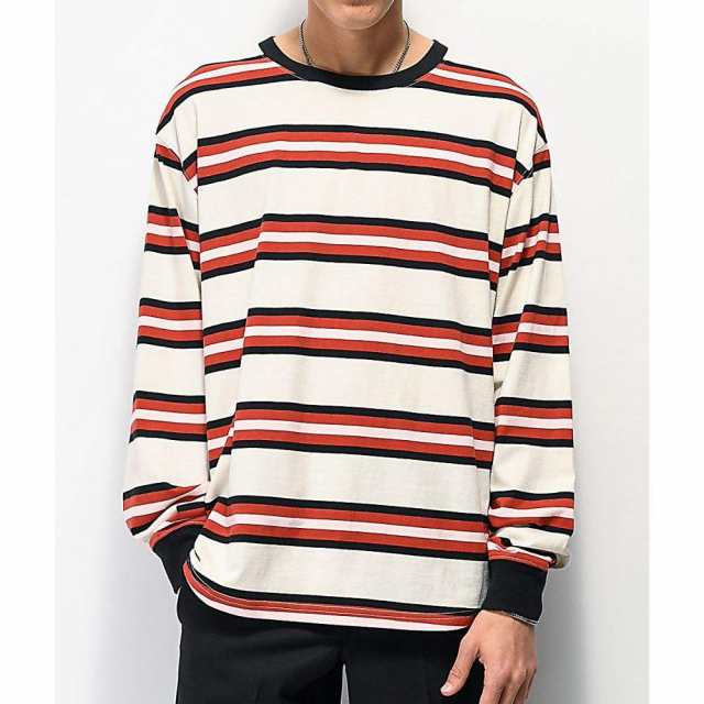 ジン Zine メンズ 長袖tシャツ トップス Zine Newbie Striped Grey And Red Long Sleeve T Shirt Greyの通販はau Pay マーケット フェルマート