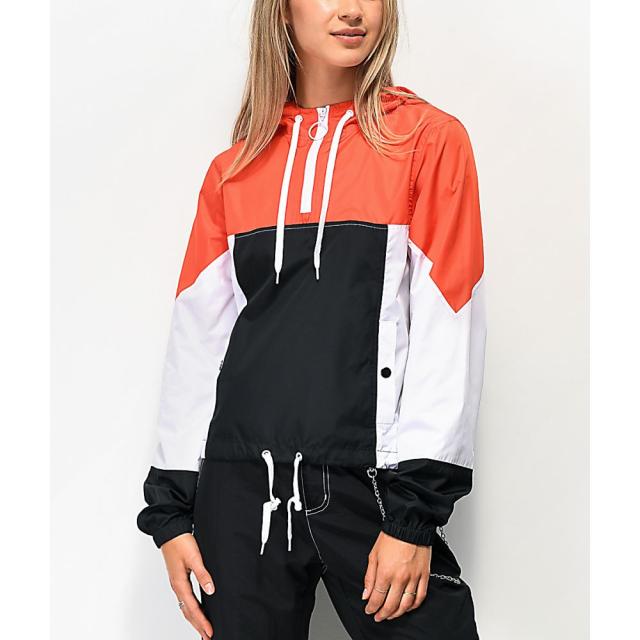 ジン Zine レディース ジャケット アノラック アウター Zine Amma Red White And Black Colorblock Anorak Jacket Redの通販はau Pay マーケット フェルマート
