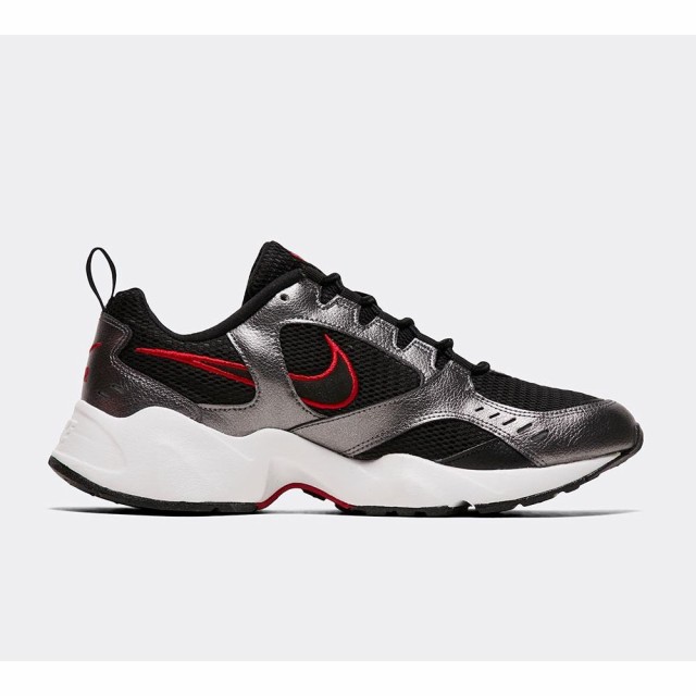 nike white and black air heights trainers