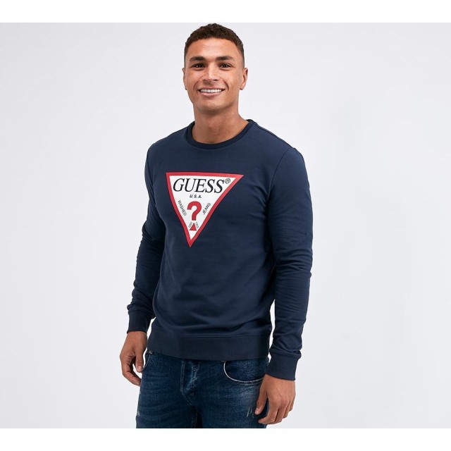 ゲス Guess メンズ スウェット トレーナー トップス Crew Neck Fleece Sweatshirt Blue Navyの通販はau Pay マーケット フェルマート