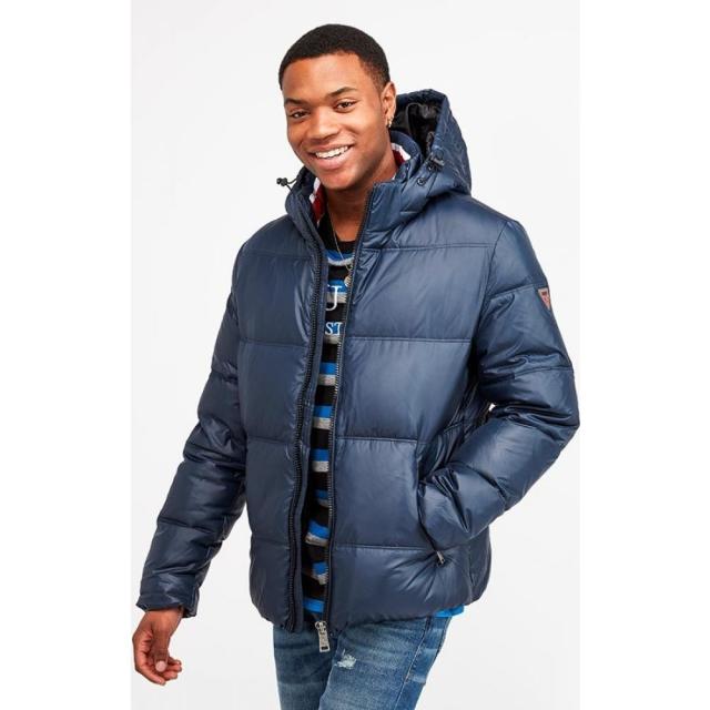 ゲス Guess メンズ ダウン 中綿ジャケット フード アウター Hooded Puffer Jacket Blue Navyの通販はau Pay マーケット フェルマート