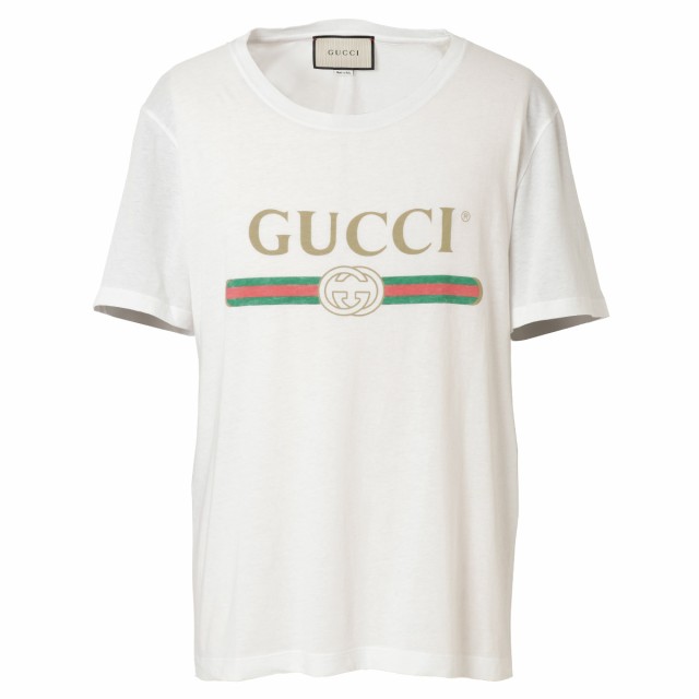 即納 グッチ Gucci メンズ Tシャツ トップス T Shirt White クルーネック ロゴ 半袖 ヴィンテージ加工の通販はau Pay マーケット フェルマート