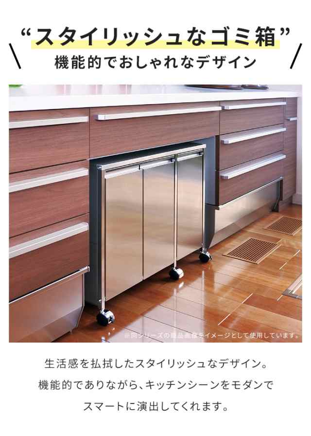 ごみ箱 分別 14L ステンレス ダストボックス 2分別 幅50 奥行38 ごみ箱 分別 14L ステンレス ダストボックス 2分別 幅50 奥行38