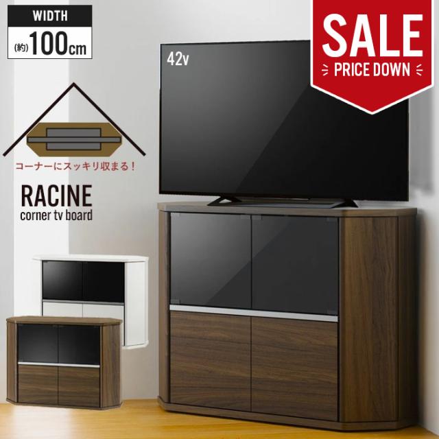 テレビ台 コーナー 幅100 キャスター付き テレビボード テレビラック テレビ ラック コーナー型 キャスター ハイタイプ 扉収納 リビング 収納 AV収納 ゲーム機収納 縦型 シンプル おしゃれ モダン 木目 一人暮らし 新生活