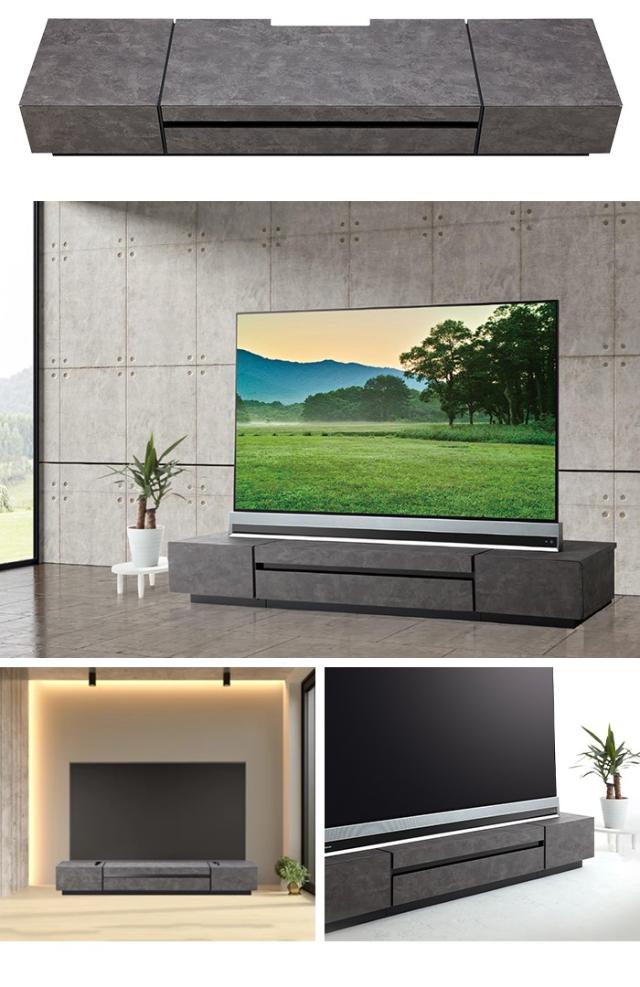 【値下げ】テレビ台 ローボード 石目調 幅207 大型 テレビボード 高級感 おしゃれ 完成品 3分割式 インテリア リビング 大容量 収納_9