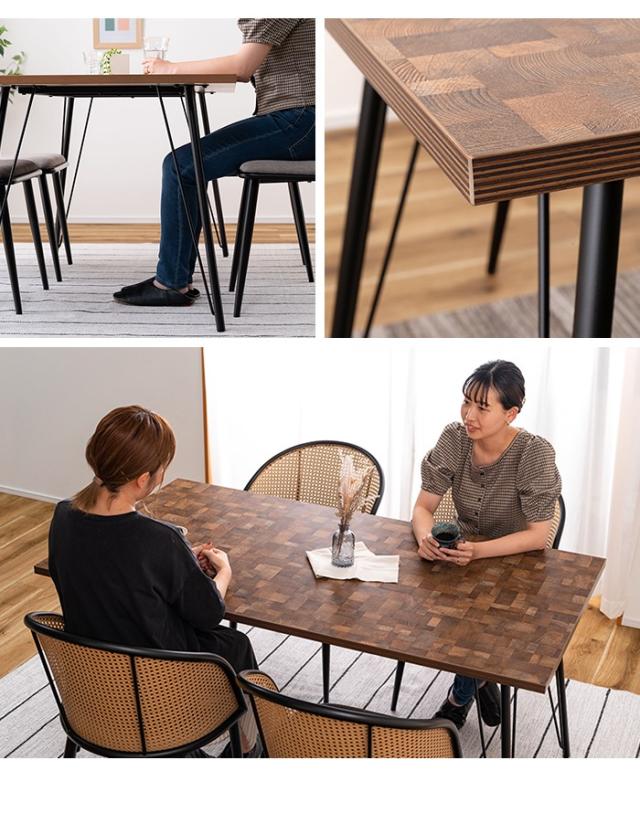 テーブル ダイニングテーブル 4人用 木目調 食卓 幅150 奥行80 センターテーブル アジャスター付き スチール脚 家具_3