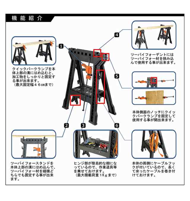 多機能ソーホース 2台セット DIY 工作台 作業台 ワークテーブル 作業テーブル 折りたたみ コンパクトの通販はau PAY マーケット - クツログ