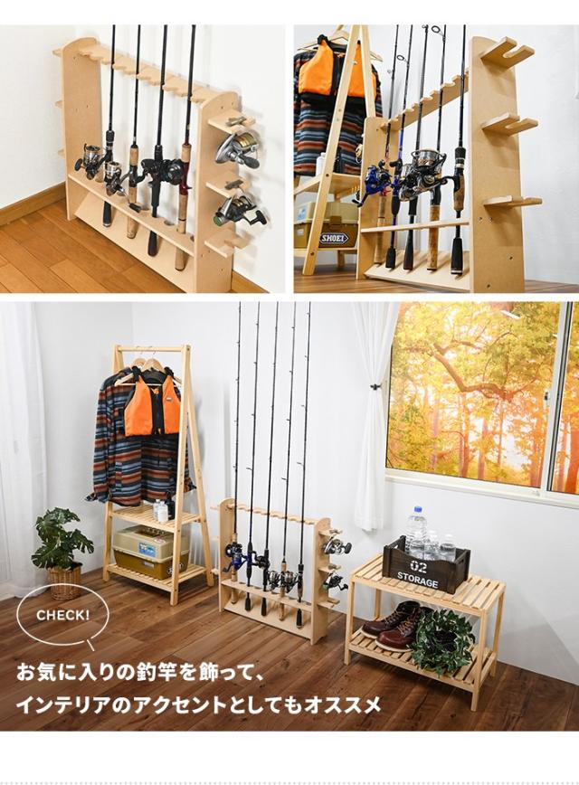 木製ロッドスタンド丸型 15本収納 無垢素材 つり竿立て インテリア ロッドホルダー 丸型 木製 15本 DIYロッドスタンド 釣竿 収納 竿