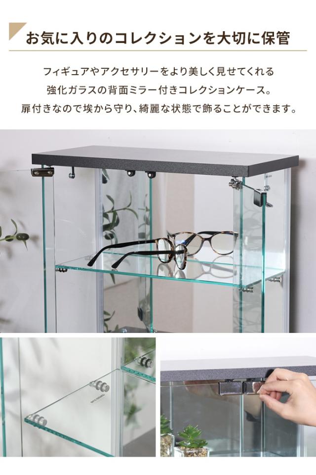 【値下げ】コレクションケース 卓上タイプ ガラス 背面ミラー 扉付き 幅43 奥行20 高さ43 ディスプレイ 推し活棚 収納ラック 収納棚_2