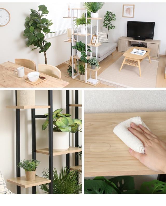 【値下げ】プランタースタンド ディスプレイスタンド ワイド 木目調棚板 スチール脚 ナチュラル おしゃれ 観葉植物 花台 小物置き 収納用品
