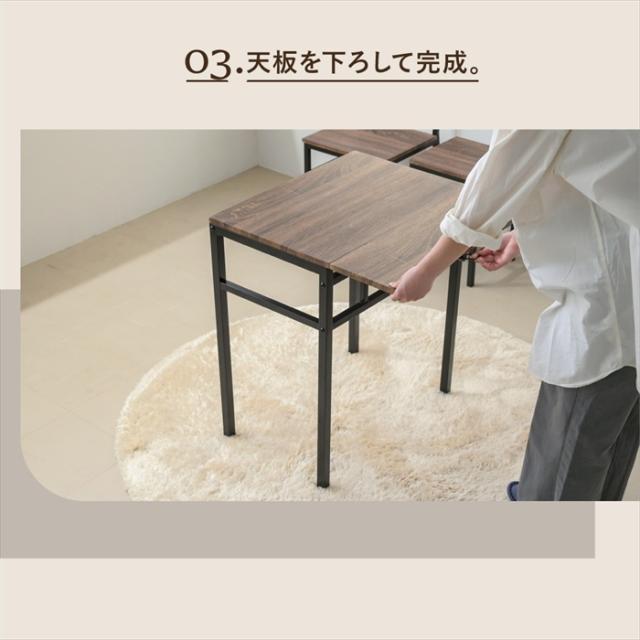 【値下げ】ダイニングテーブル セット 2人 折りたたみ 椅子 付き 幅60 奥行40 高さ70 コンパクト バタフライ 天板 ビンテージ 木製 木目 スチール脚 ブラウン 長方形