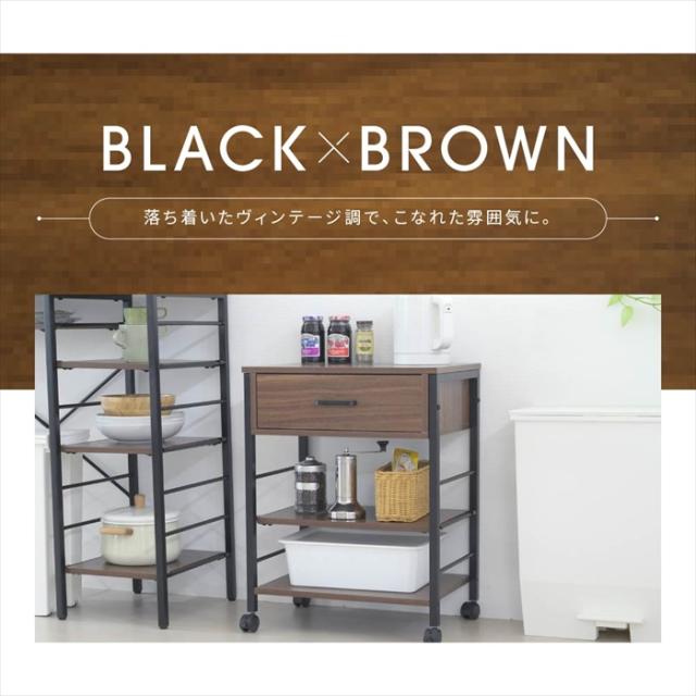 【値下げ】キッチンワゴン キャスター付き スリム 作業台 幅50 奥行35 高さ65 炊飯器 トースター 食器 収納 引き出し 付き コンパクト ラック 2段 3段 木製_17