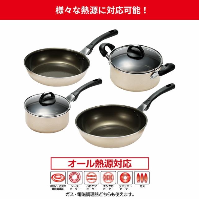 【値下げ】フライパン 26cm/炒め鍋28cm/片手鍋18cm/両手鍋20cm 調理器具4点セット IH対応 ガス火対応 オール熱源対応 調理器具 軽量 フッ素加工 汚れ キズに 強い コーティング 長持ち 玉子焼き器 深型 いため鍋 なべ 鍋 煮物 みそ汁 一人鍋 新生活 一人暮らし_3