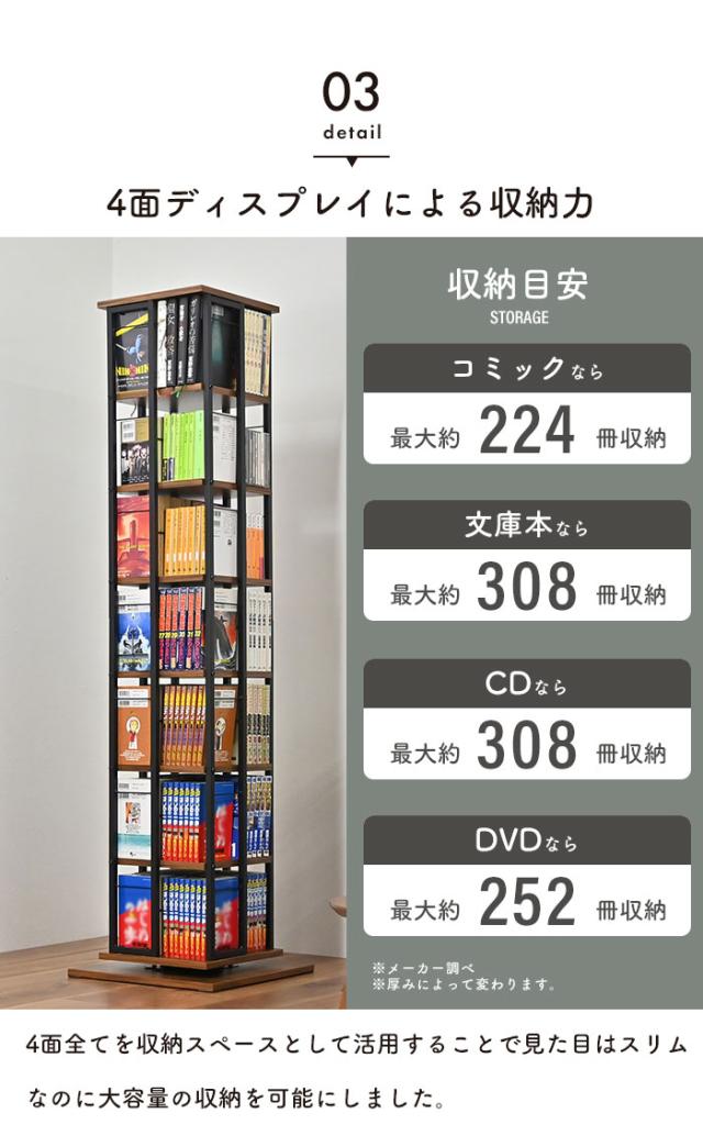 ② 回転式！大容量　本棚　7段　コミックラック　収納 回転式 コミックラック 7段 fuku-4015 ＜漫画 マンガ コミック 単行本