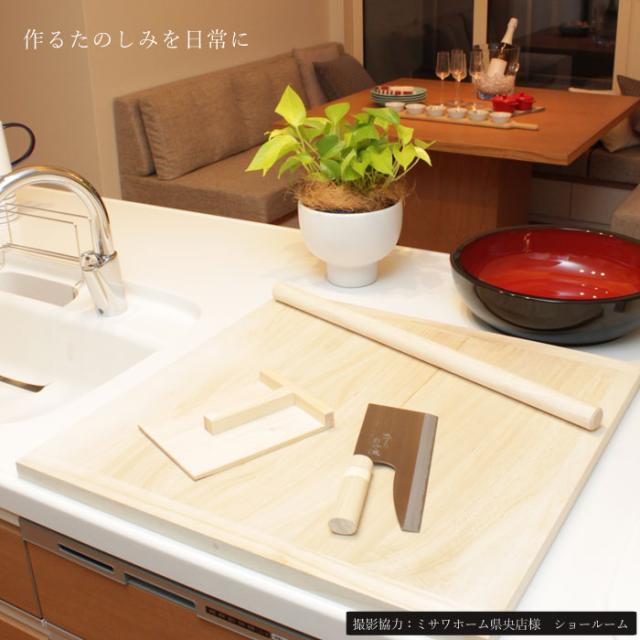 蕎麦打ちセット 大型めん切り台 蕎麦切り包丁 こね鉢 コマ板 めん棒