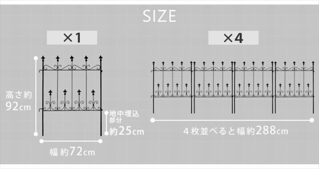 オールドシャトーフェンス ミニタイプ 4枚組 フェンス アイアン