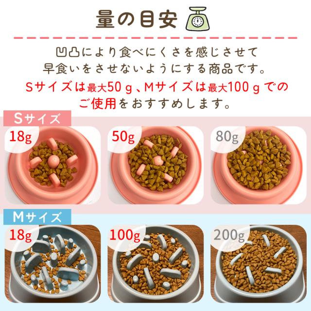 早食い防止皿 犬 猫 ペット 選べる2サイズ 滑り止め付き 早食い