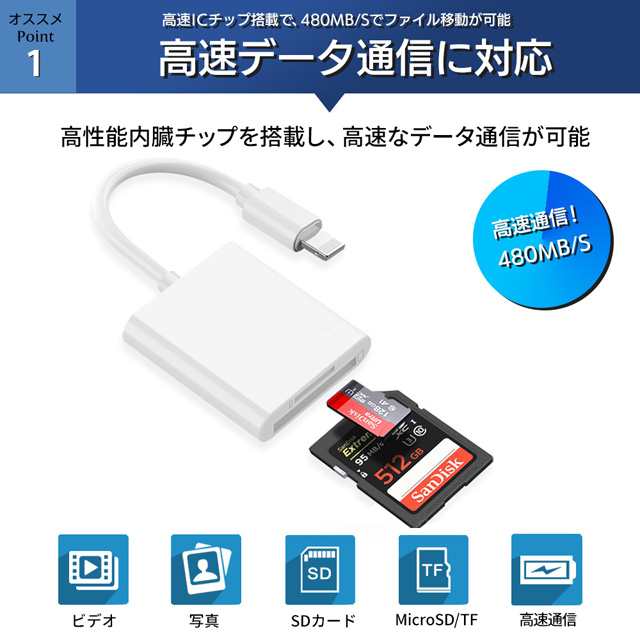 iPhone / iPad用 SD カードリーダー microSDカード データ 転送 バックアップ カメラリーダー ドライブレコーダー録画確認  Officeファイの通販はau PAY マーケット - Elephant-Japan