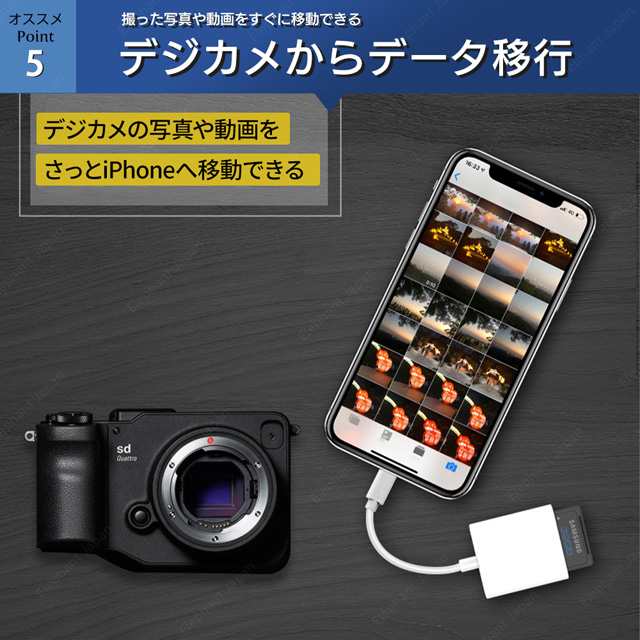 SDカードリーダー iPhone スマホ転送 写真 転送 カメラ デジカメ - PC 